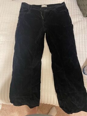 We The Free Black Cropped Velvet Wide-Leg Jeans